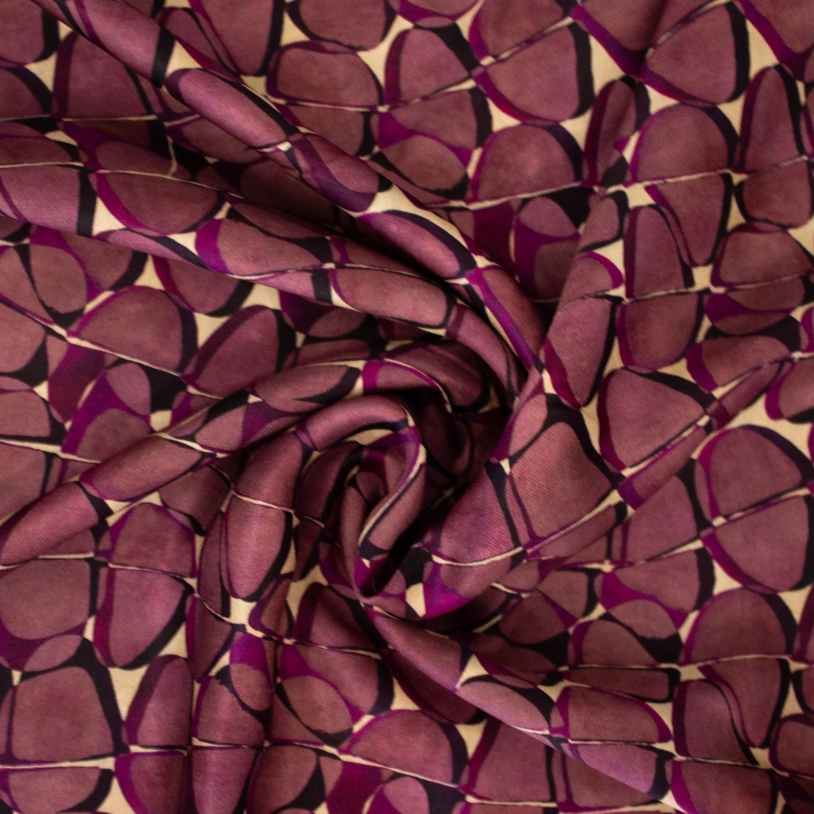 Zijde viscose mengeling roos met abstract motief - Alta Moda